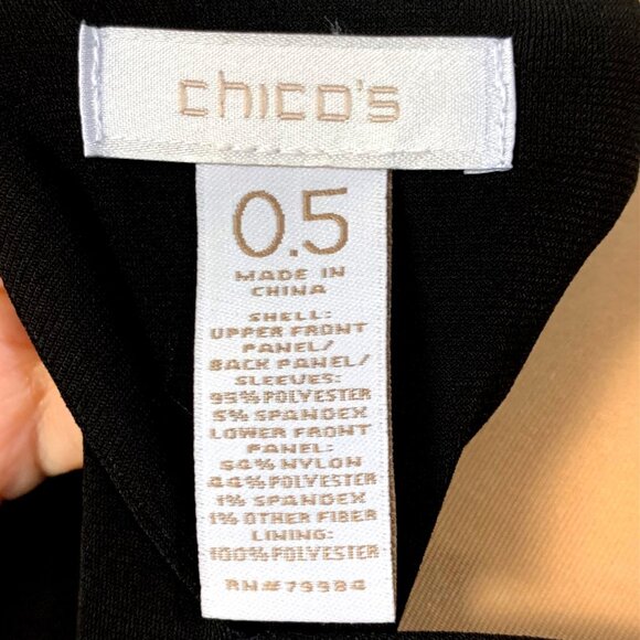 Chicos Chevron Mix Chanon Black Gold Shift Dress Keyhole Back Chico’s 0.5 US 6 - Picture 6 of 10